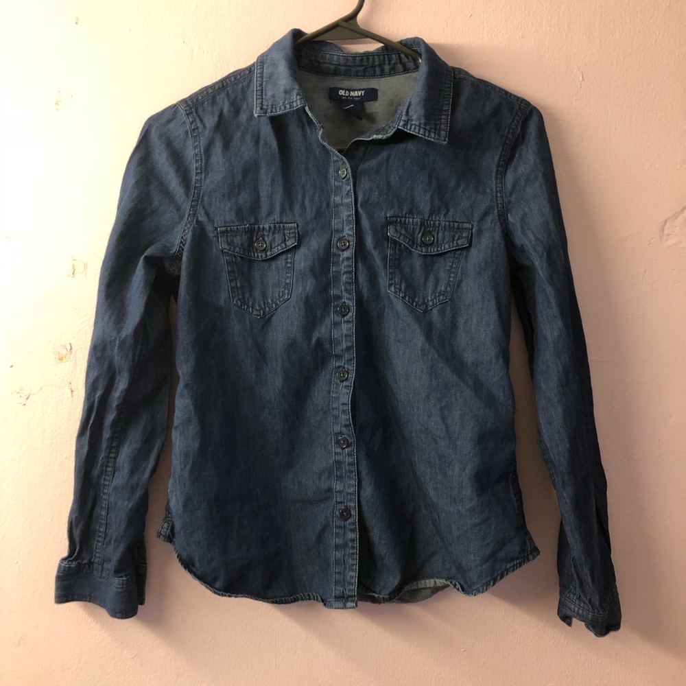 Old Navy Denim Chambray Shirt (Size XSPetite)
